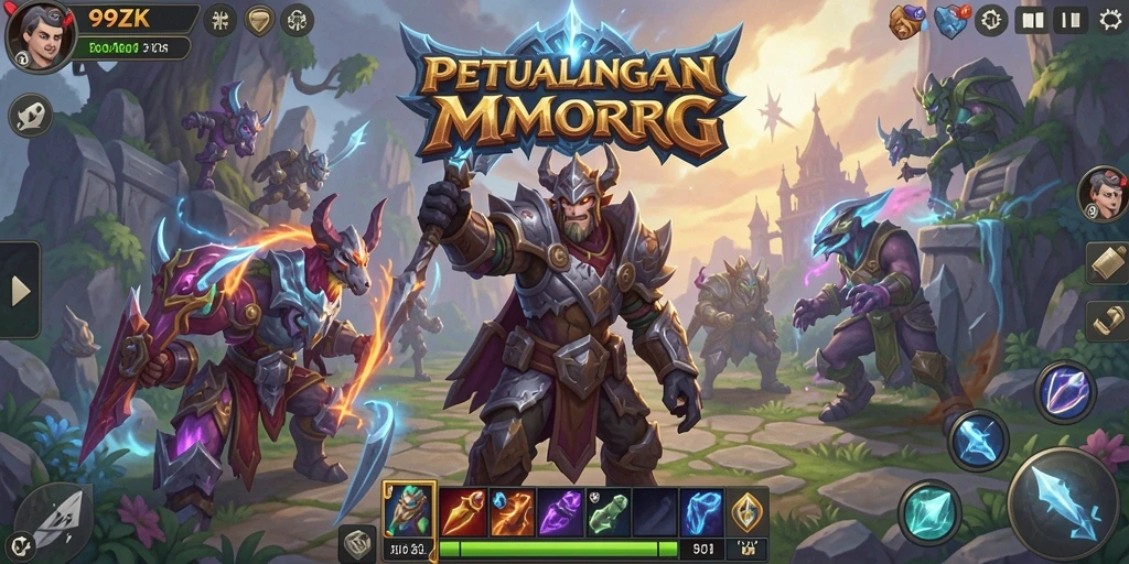 Tampilan gameplay menakjubkan dalam dunia fantasi MMORPG.