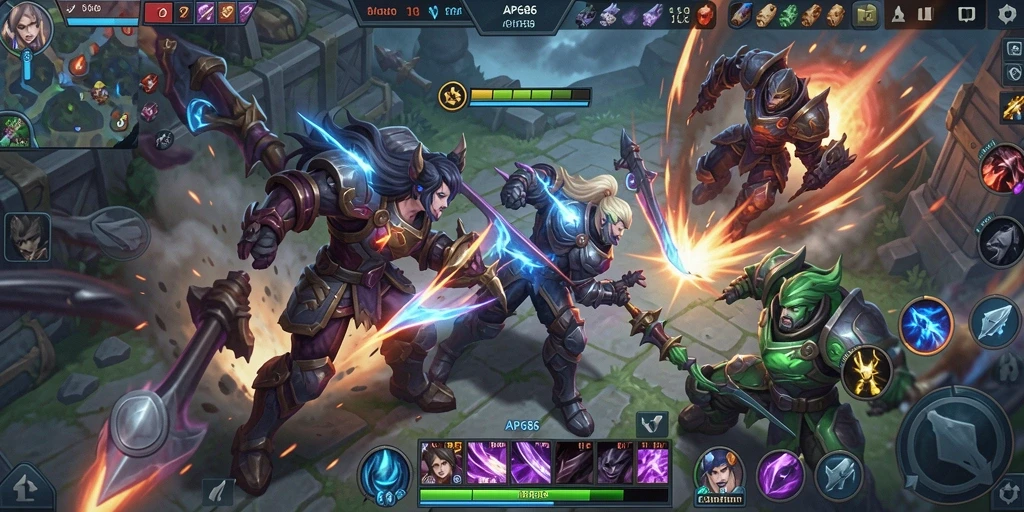Tangkapan layar gameplay AP686 dalam pertempuran tim yang seru.