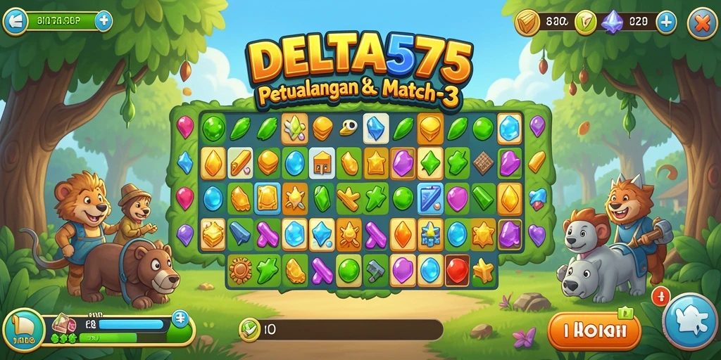 Tampilan gameplay DELTA575 yang seru dalam dunia Match-3.