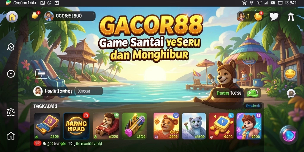 Tampilan gameplay GACOR88 yang ceria dan menarik.