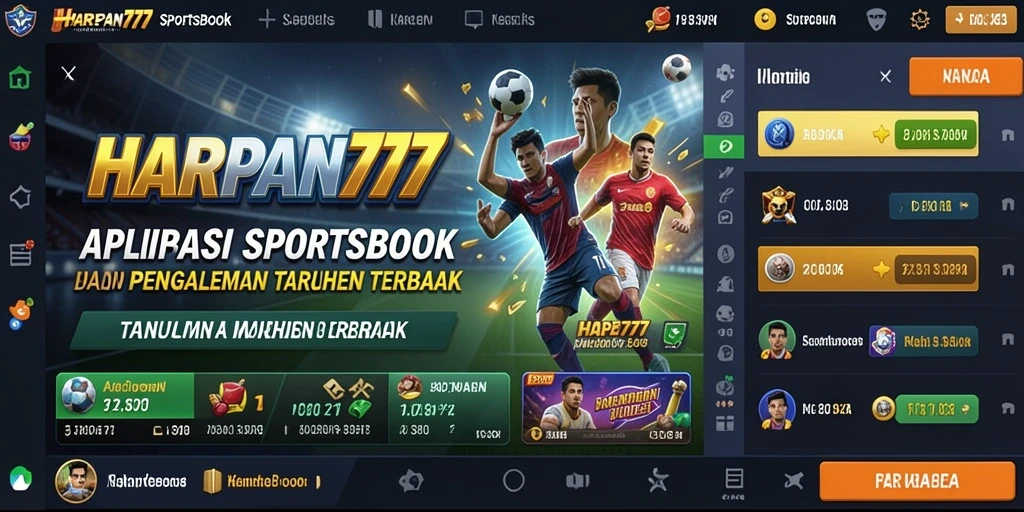 Tampilan antarmuka yang menarik dari aplikasi Sportsbook HARAPAN777.