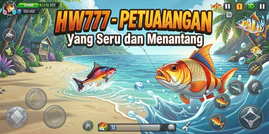 Screenshot HW777 menampilkan suasana memancing yang sangat mendebarkan.