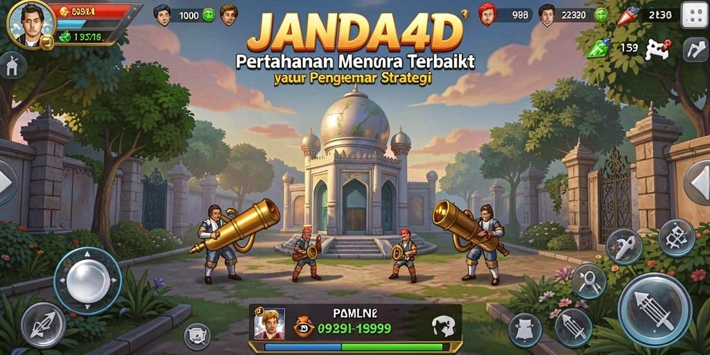 Gameplay menakjubkan dalam JANDA4D dengan pertahanan menara yang strategis.