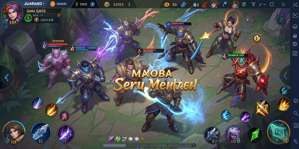 Screenshot gameplay JUARAGO yang menampilkan pertarungan seru MOBA.