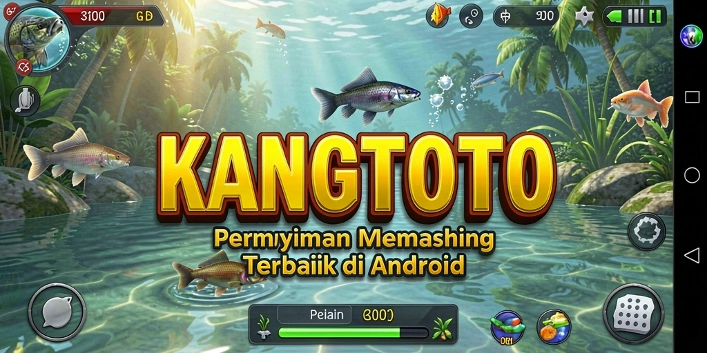 Gameplay KANGTOTO dengan grafis memukau saat memancing.