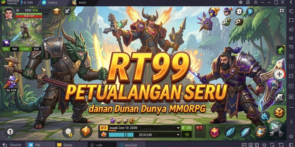 Screenshot gameplay RT99 menampilkan aksi seru dalam pertempuran MMORPG.