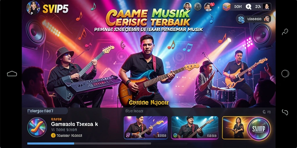 Screenshot gameplay SVIP5 menampilkan interaksi pengguna dengan alat musik.