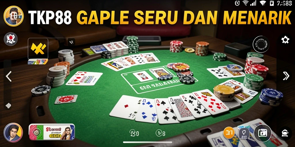 Tampilan seru gameplay Gaple di TKP188 yang menarik.
