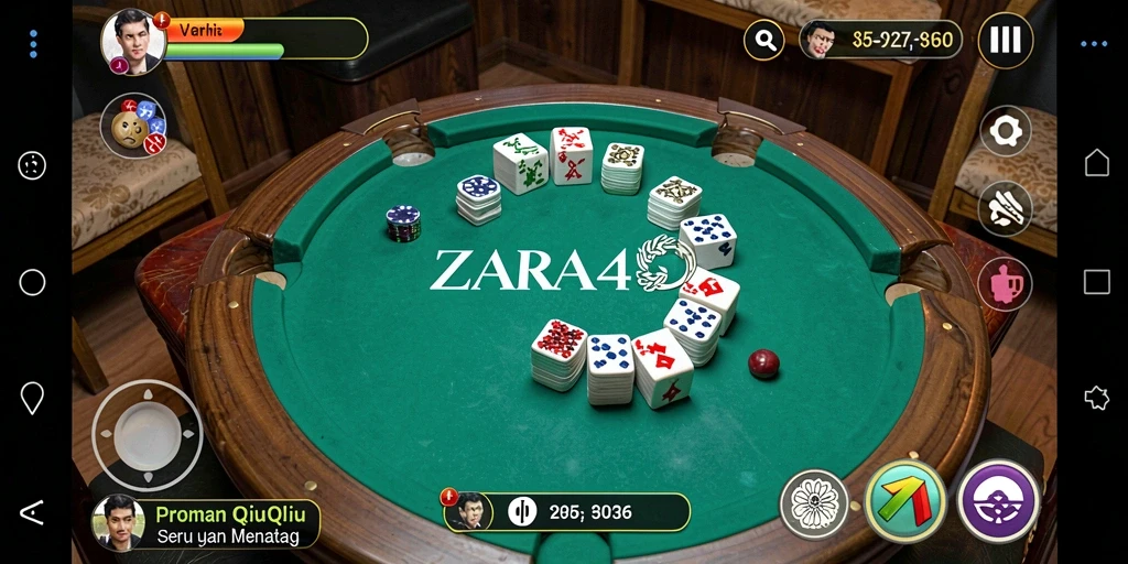 Screenshot ZARA4D menunjukkan aksi seru dalam permainan QiuQiu.